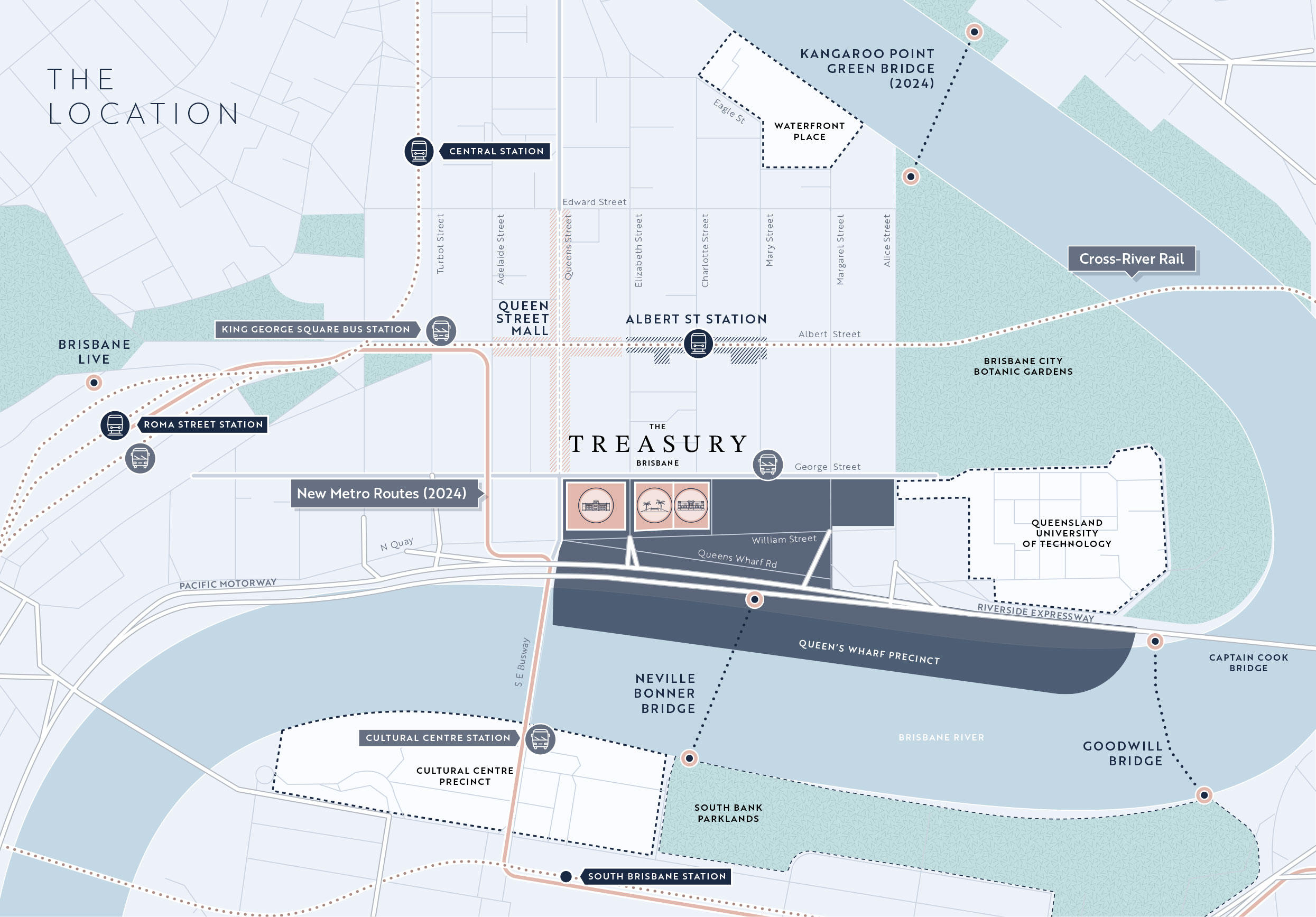 The Treasury Brisbane - Location Map